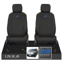 Load image into Gallery viewer, VW ID Buzz Cargo Front 1+1 INKA Tailored Waterproof Seat Covers Black with Embroidery MY22 onwards - R-Series Embroidery