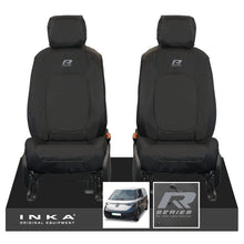 Load image into Gallery viewer, VW ID Buzz Cargo Front 1+1 INKA Tailored Waterproof Seat Covers Black with Embroidery MY22 onwards - R-Series Embroidery