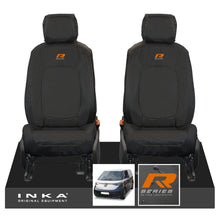 Load image into Gallery viewer, VW ID Buzz Cargo Front 1+1 INKA Tailored Waterproof Seat Covers Black with Embroidery MY22 onwards - R-Series Embroidery