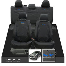 Load image into Gallery viewer, VW Caddy Kombi Maxi Life INKA Front & Rear Tailored Waterproof Seat Covers Black MY-2007-2019 (Choice of 7 Colours) - CV Professional Embroidery