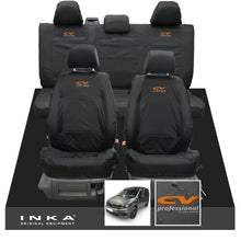Load image into Gallery viewer, VW Caddy Kombi Maxi Life INKA Front & Rear Tailored Waterproof Seat Covers Black MY-2007-2019 (Choice of 7 Colours) - CV Professional Embroidery