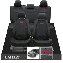 Load image into Gallery viewer, VW Caddy Kombi Maxi Life INKA Front & Rear Tailored Waterproof Seat Covers Black MY-2007-2019 (Choice of 7 Colours) - CV Professional Embroidery