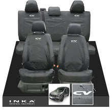 Load image into Gallery viewer, VW Caddy Kombi Maxi Life INKA Front & Rear Tailored Waterproof Seat Covers Grey MY-2007-2019 (Choice of 7 Colours) - CV Professional Embroidery