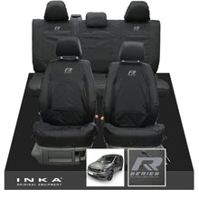 Load image into Gallery viewer, VW Caddy Kombi Maxi Life INKA Front & Rear Tailored Waterproof Seat Covers Black MY-2007-2019 (Choice of 7 Colours) - R-Series Embroidery
