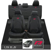 Load image into Gallery viewer, VW Caddy Kombi Maxi Life INKA Front & Rear Tailored Waterproof Seat Covers Black MY-2007-2019 (Choice of 7 Colours) - R-Series Embroidery