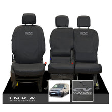 Load image into Gallery viewer, Citroen Berlingo MK3 Front 1+2 Inka Fully Tailored Waterproof Seat Covers Black MY2018 to present - CV Racing Embroidery