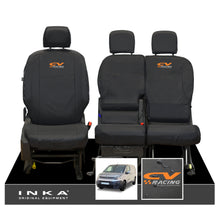 Load image into Gallery viewer, Citroen Berlingo MK3 Front 1+2 Inka Fully Tailored Waterproof Seat Covers Black MY2018 to present - CV Racing Embroidery