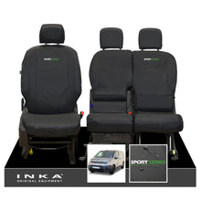 Load image into Gallery viewer, Citroen Berlingo MK3 Front 1+2 Inka Fully Tailored Waterproof Seat Covers Black MY2018 to present - Sport-Series Embroidery