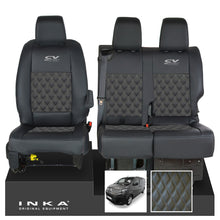 Load image into Gallery viewer, Citroen Dispatch INKA Front 1+2 Bentley Diamond Quilt Leatherette Tailored Seat Covers Black MY16 To Present - CV Sport Embroidery