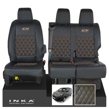 Load image into Gallery viewer, Citroen Dispatch INKA Front 1+2 Bentley Diamond Quilt Leatherette Tailored Seat Covers Black MY16 To Present - CV Sport Embroidery