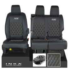 Load image into Gallery viewer, Citroen Dispatch INKA Front 1+2 Bentley Diamond Quilt Leatherette Tailored Seat Covers Black MY16 To Present - CV Sport Embroidery