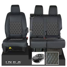 Load image into Gallery viewer, Citroen Dispatch INKA Front 1+2 Bentley Diamond Quilt Leatherette Tailored Seat Covers Black MY16 To Present - Plain Embroidery