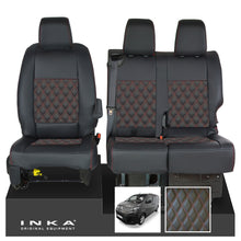Load image into Gallery viewer, Citroen Dispatch INKA Front 1+2 Bentley Diamond Quilt Leatherette Tailored Seat Covers Black MY16 To Present - Plain Embroidery