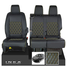 Load image into Gallery viewer, Citroen Dispatch INKA Front 1+2 Bentley Diamond Quilt Leatherette Tailored Seat Covers Black MY16 To Present - Plain Embroidery