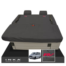 Load image into Gallery viewer, VW California Ocean/Coast/Beach/Surf Inka Fully Tailored Waterproof Seat Covers Black Front & Rear With ISOFIX Fits T6.1 ,T6,T5.1 all model years fits with and without airbags - RV ADVENTURE Embroidery