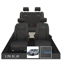 Load image into Gallery viewer, VW California Ocean/Coast/Beach/Surf Inka Fully Tailored Waterproof Seat Covers Black Front & Rear With ISOFIX Fits T6.1 ,T6,T5.1 all model years fits with and without airbags - CALI-SERIES Embroidery