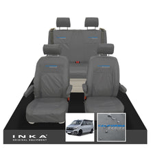Load image into Gallery viewer, VW California Ocean/Coast/Beach/Surf Inka Fully Tailored Waterproof Seat Covers Grey Front & Rear With ISOFIX Fits T6.1 ,T6,T5.1 all model years fits with and without airbags - CALI-SERIES Embroidery