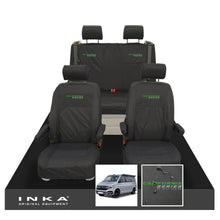 Load image into Gallery viewer, VW California Ocean/Coast/Beach/Surf Inka Fully Tailored Waterproof Seat Covers Black Front & Rear With ISOFIX Fits T6.1 ,T6,T5.1 all model years fits with and without airbags - CALI-SERIES Embroidery