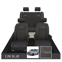 Load image into Gallery viewer, VW California Ocean/Coast/Beach/Surf Inka Fully Tailored Waterproof Seat Covers Black Front & Rear With ISOFIX Fits T6.1 ,T6,T5.1 all model years fits with and without airbags - CALI-SERIES Embroidery