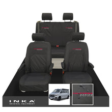 Load image into Gallery viewer, VW California Ocean/Coast/Beach/Surf Inka Fully Tailored Waterproof Seat Covers Black Front & Rear With ISOFIX Fits T6.1 ,T6,T5.1 all model years fits with and without airbags - CALI-SERIES Embroidery