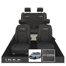 Load image into Gallery viewer, VW California Ocean/Coast/Beach/Surf Inka Fully Tailored Waterproof Seat Covers Black Front & Rear With ISOFIX Fits T6.1 ,T6,T5.1 all model years fits with and without airbags - CALI-SERIES Embroidery