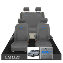 Load image into Gallery viewer, VW California Ocean/Coast/Beach/Surf Inka Fully Tailored Waterproof Seat Covers Grey Front & Rear With ISOFIX Fits T6.1 ,T6,T5.1 all model years fits with and without airbags - RV ADVENTURE Embroidery