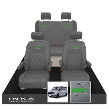 Load image into Gallery viewer, VW California Ocean/Coast/Beach/Surf Inka Fully Tailored Waterproof Seat Covers Grey Front & Rear With ISOFIX Fits T6.1 ,T6,T5.1 all model years fits with and without airbags - RV ADVENTURE Embroidery