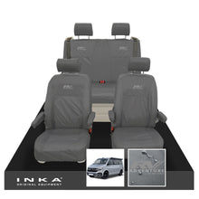 Load image into Gallery viewer, VW California Ocean/Coast/Beach/Surf Inka Fully Tailored Waterproof Seat Covers Grey Front & Rear With ISOFIX Fits T6.1 ,T6,T5.1 all model years fits with and without airbags - RV ADVENTURE Embroidery