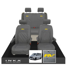 Load image into Gallery viewer, VW California Ocean/Coast/Beach/Surf Inka Fully Tailored Waterproof Seat Covers Grey Front & Rear With ISOFIX Fits T6.1 ,T6,T5.1 all model years fits with and without airbags - RV ADVENTURE Embroidery