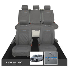 Load image into Gallery viewer, VW California Ocean/Coast/Beach/Surf Inka Fully Tailored Waterproof Seat Covers Grey Front & Rear With ISOFIX Fits T6.1 ,T6,T5.1 all model years fits with and without airbags - CALI-SERIES Embroidery