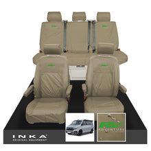 Load image into Gallery viewer, VW California Ocean/Coast/Beach/Surf Inka Fully Tailored Waterproof Seat Covers Sand Front & Rear With ISOFIX Fits T6.1 ,T6,T5.1 all model years fits with and without airbags - RV ADVENTURE Embroidery