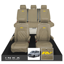 Load image into Gallery viewer, VW California Ocean/Coast/Beach/Surf Inka Fully Tailored Waterproof Seat Covers Sand Front & Rear With ISOFIX Fits T6.1 ,T6,T5.1 all model years fits with and without airbags - RV ADVENTURE Embroidery