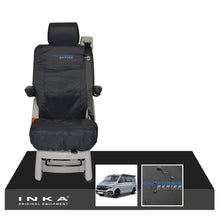 Load image into Gallery viewer, VW California Ocean/Coast/Beach/Surf Inka Fully Tailored Waterproof Seat Covers Black Rear Single Swivel Fits T6.1 ,T6,T5.1 all model years fits with and without airbags - CALI-SERIES Embroidery