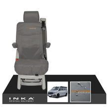 Load image into Gallery viewer, VW California Ocean/Coast/Beach/Surf Inka Fully Tailored Waterproof Seat Covers Grey Rear Single Swivel Fits T6.1 ,T6,T5.1 all model years fits with and without airbags - CALI-SERIES Embroidery