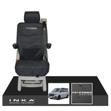 Load image into Gallery viewer, VW California Ocean/Coast/Beach/Surf Inka Fully Tailored Waterproof Seat Covers Black Rear Single Swivel Fits T6.1 ,T6,T5.1 all model years fits with and without airbags - CALI-SERIES Embroidery