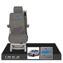 Load image into Gallery viewer, VW California Ocean/Coast/Beach/Surf Inka Fully Tailored Waterproof Seat Covers Grey Rear Single Swivel Fits T6.1 ,T6,T5.1 all model years fits with and without airbags - RV ADVENTURE Embroidery