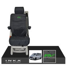 Load image into Gallery viewer, VW California Ocean/Coast/Beach/Surf Inka Fully Tailored Waterproof Seat Covers Black Rear Single Swivel Fits T6.1 ,T6,T5.1 all model years fits with and without airbags - RV ADVENTURE Embroidery
