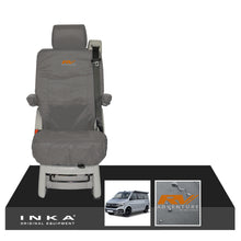 Load image into Gallery viewer, VW California Ocean/Coast/Beach/Surf Inka Fully Tailored Waterproof Seat Covers Grey Rear Single Swivel Fits T6.1 ,T6,T5.1 all model years fits with and without airbags - RV ADVENTURE Embroidery