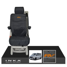Load image into Gallery viewer, VW California Ocean/Coast/Beach/Surf Inka Fully Tailored Waterproof Seat Covers Black Rear Single Swivel Fits T6.1 ,T6,T5.1 all model years fits with and without airbags - RV ADVENTURE Embroidery