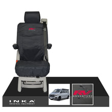 Load image into Gallery viewer, VW California Ocean/Coast/Beach/Surf Inka Fully Tailored Waterproof Seat Covers Black Rear Single Swivel Fits T6.1 ,T6,T5.1 all model years fits with and without airbags - RV ADVENTURE Embroidery
