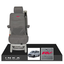 Load image into Gallery viewer, VW California Ocean/Coast/Beach/Surf Inka Fully Tailored Waterproof Seat Covers Grey Rear Single Swivel Fits T6.1 ,T6,T5.1 all model years fits with and without airbags - RV ADVENTURE Embroidery