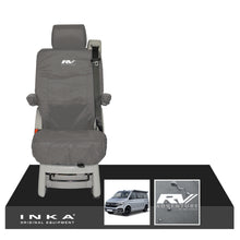 Load image into Gallery viewer, VW California Ocean/Coast/Beach/Surf Inka Fully Tailored Waterproof Seat Covers Grey Rear Single Swivel Fits T6.1 ,T6,T5.1 all model years fits with and without airbags - RV ADVENTURE Embroidery
