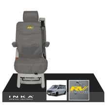 Load image into Gallery viewer, VW California Ocean/Coast/Beach/Surf Inka Fully Tailored Waterproof Seat Covers Grey Rear Single Swivel Fits T6.1 ,T6,T5.1 all model years fits with and without airbags - RV ADVENTURE Embroidery