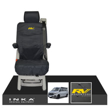 Load image into Gallery viewer, VW California Ocean/Coast/Beach/Surf Inka Fully Tailored Waterproof Seat Covers Black Rear Single Swivel Fits T6.1 ,T6,T5.1 all model years fits with and without airbags - RV ADVENTURE Embroidery