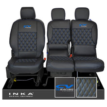 Load image into Gallery viewer, Citroen Berlingo MK3 Front 1+2 CV RACING INKA Bentley Leatherette Tailored Seat Covers Black MY 2018 to present
