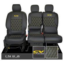 Load image into Gallery viewer, Citroen Berlingo MK3 Front 1+2 CV RACING INKA Bentley Leatherette Tailored Seat Covers Black MY 2018 to present