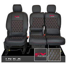 Load image into Gallery viewer, Citroen Berlingo MK3 Front 1+2 CV RACING INKA Bentley Leatherette Tailored Seat Covers Black MY 2018 to present