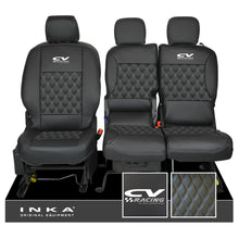 Load image into Gallery viewer, Citroen Berlingo MK3 Front 1+2 CV RACING INKA Bentley Leatherette Tailored Seat Covers Black MY 2018 to present