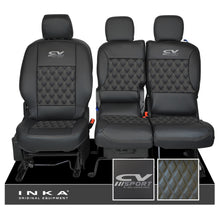 Load image into Gallery viewer, Citroen Berlingo MK3 Front 1+2 CV SPORT INKA Bentley Leatherette Tailored Seat Covers Black MY 2018 to present