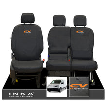 Load image into Gallery viewer, Fiat Doblo INKA Front 1+2 Tailored Waterproof Seat Covers Black MY-2022 Onwards - CV Racing Embroidery